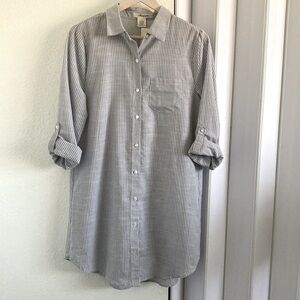 Passport Striped Button-Up Shirt Dress